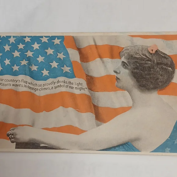1900s Lady Liberty Huge USA Flag Patriotic Ooak wfdjnjc.com
